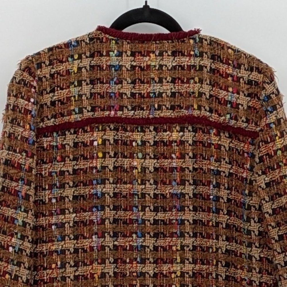 Anthropologie Ett:twa Small $178 Harlequin Tweed Fringe Trim Wool Blend Coat - Picture 11 of 15